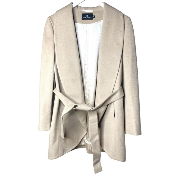 Tom Gutie Solange Baby Alpaca Suri Merino Wool Draped Coat Belted Medium - Picture 6 of 16